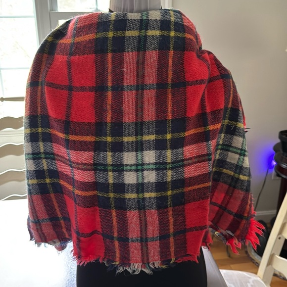Red Plaid Blanket Scarf Wrap - Picture 7 of 9